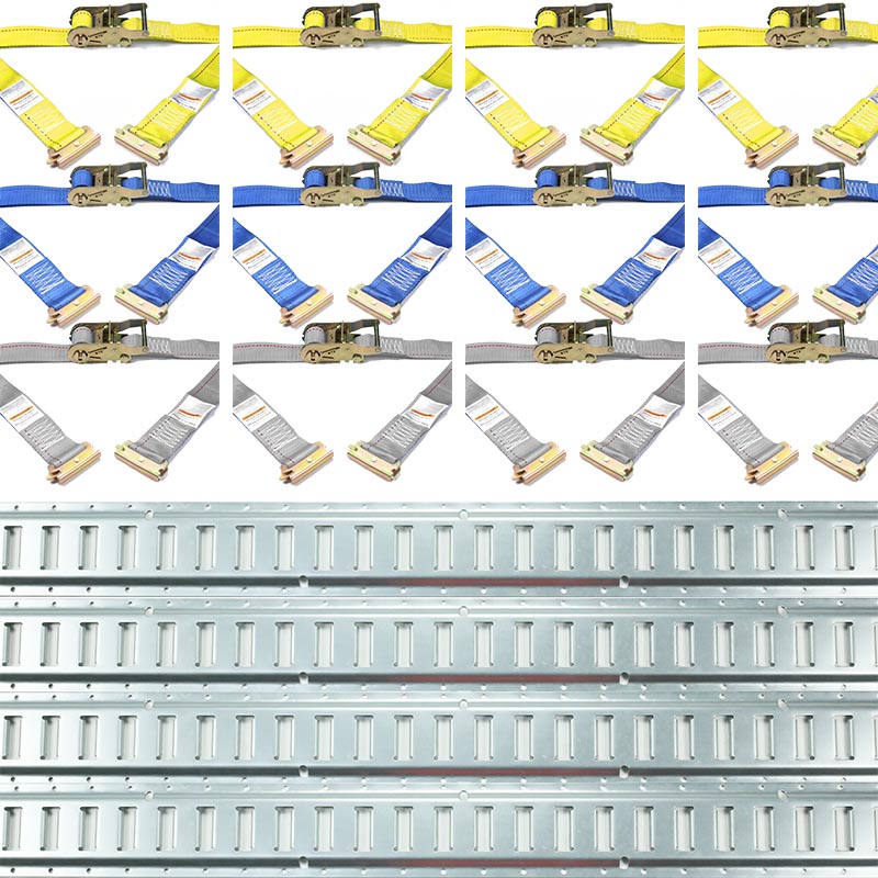 Paket od 4 ft pocinčane tračnice s čegrtaljkom E -Track Kit